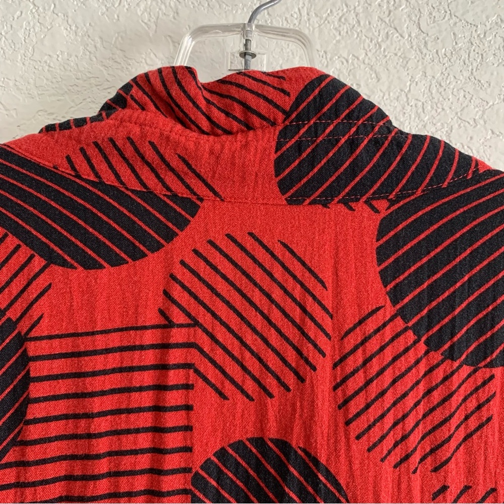 Ali Miles Blouse Top Womens 2X Wired Collar Popover Pockets Geometric Dots Artsy - Picture 9 of 16
